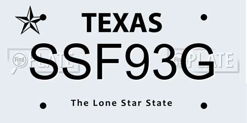 SSF93G Texas License Plate