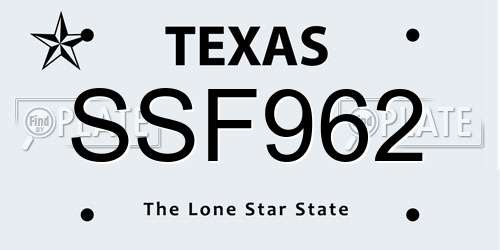 SSF962 Texas License Plate