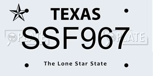 SSF967 Texas License Plate