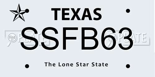 SSFB63 Texas License Plate
