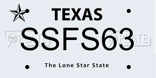 SSFS63 Texas License Plate