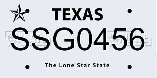 SSG0456 Texas License Plate