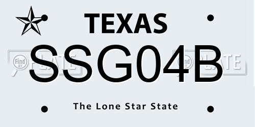 SSG04B Texas License Plate