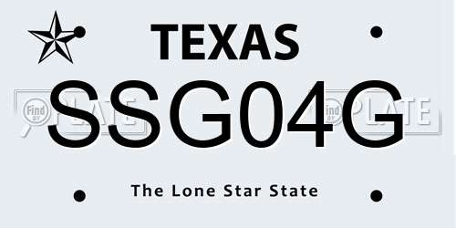 SSG04G Texas License Plate