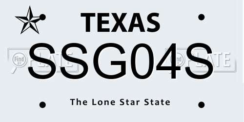 SSG04S Texas License Plate