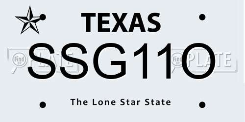 SSG11O Texas License Plate
