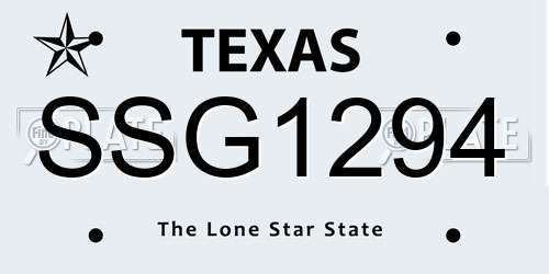 SSG1294 Texas License Plate