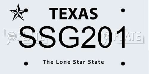 SSG201 Texas License Plate