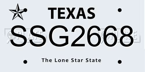 SSG2668 Texas License Plate