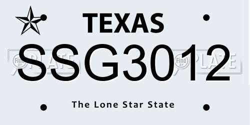 SSG3012 Texas License Plate