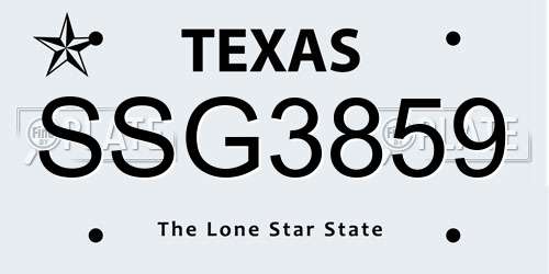 SSG3859 Texas License Plate