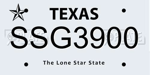 SSG3900 Texas License Plate