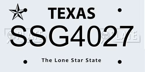 SSG4027 Texas License Plate