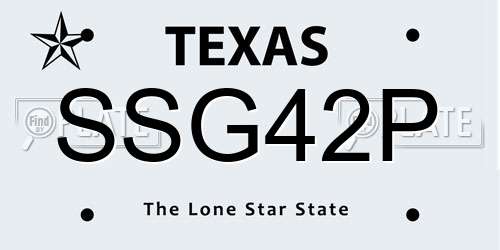 SSG42P Texas License Plate