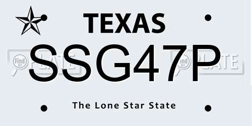 SSG47P Texas License Plate