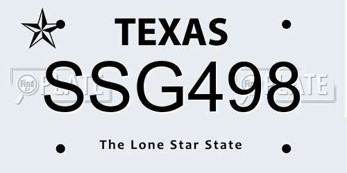 SSG498 Texas License Plate