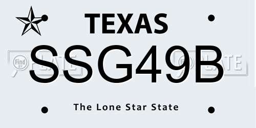 SSG49B Texas License Plate