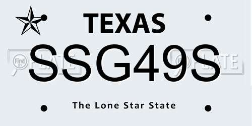 SSG49S Texas License Plate