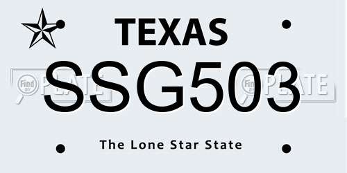 SSG503 Texas License Plate