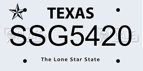 SSG5420 Texas License Plate