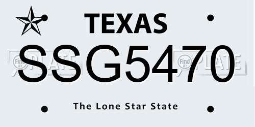 SSG5470 Texas License Plate