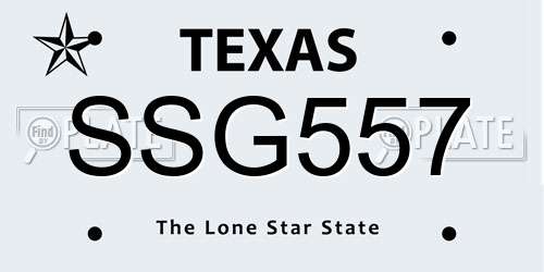 SSG557 Texas License Plate