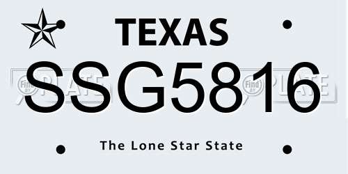 SSG5816 Texas License Plate
