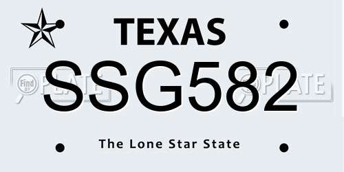 SSG582 Texas License Plate
