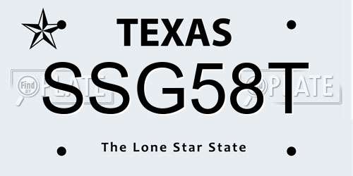 SSG58T Texas License Plate
