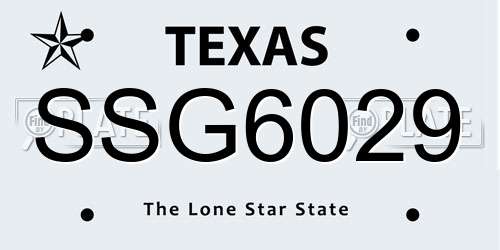 SSG6029 Texas License Plate