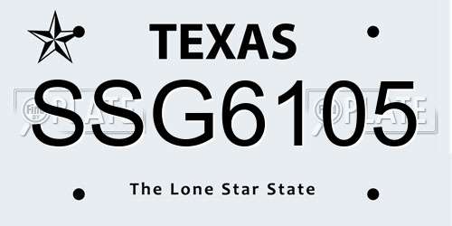 SSG6105 Texas License Plate