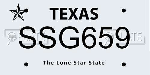 SSG659 Texas License Plate