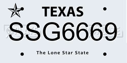 SSG6669 Texas License Plate