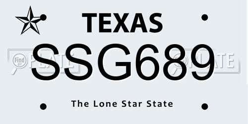 SSG689 Texas License Plate