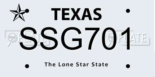 SSG701 Texas License Plate