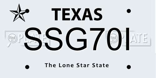 SSG70I Texas License Plate