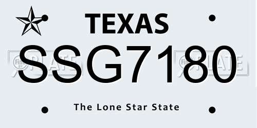 SSG7180 Texas License Plate
