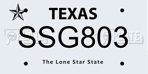 SSG803 Texas License Plate