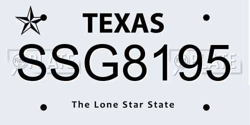SSG8195 Texas License Plate