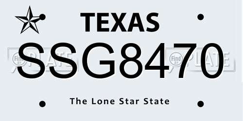 SSG8470 Texas License Plate