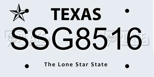 SSG8516 Texas License Plate