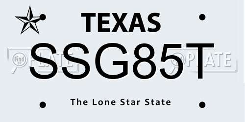 SSG85T Texas License Plate