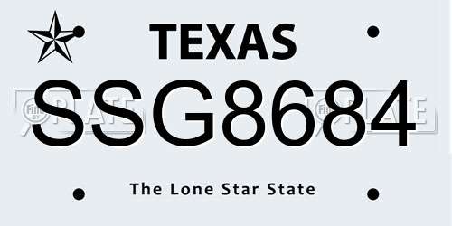 SSG8684 Texas License Plate