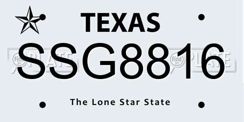 SSG8816 Texas License Plate