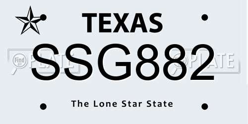 SSG882 Texas License Plate