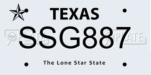 SSG887 Texas License Plate