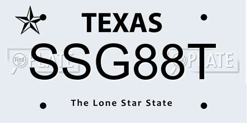 SSG88T Texas License Plate