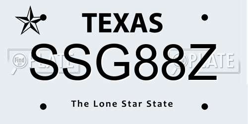 SSG88Z Texas License Plate