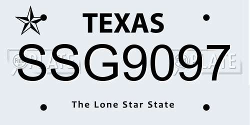 SSG9097 Texas License Plate