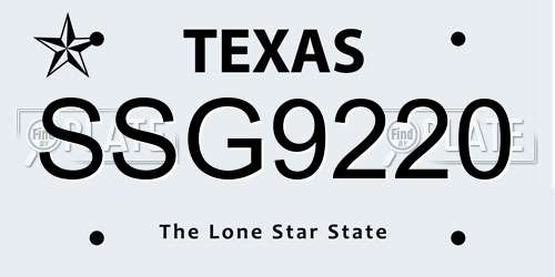 SSG9220 Texas License Plate